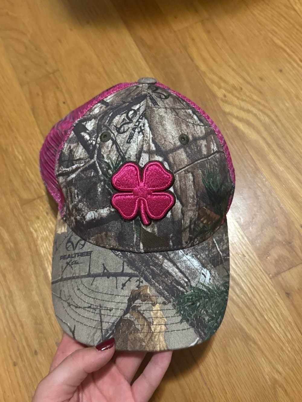 Realtree Pink-Accent Camo Hat with Clover Patch